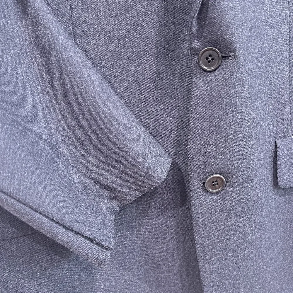 Brooks Brothers Stretch Flannel Wool Suit Gray Two Button Mens 42L 34x32 Pleated